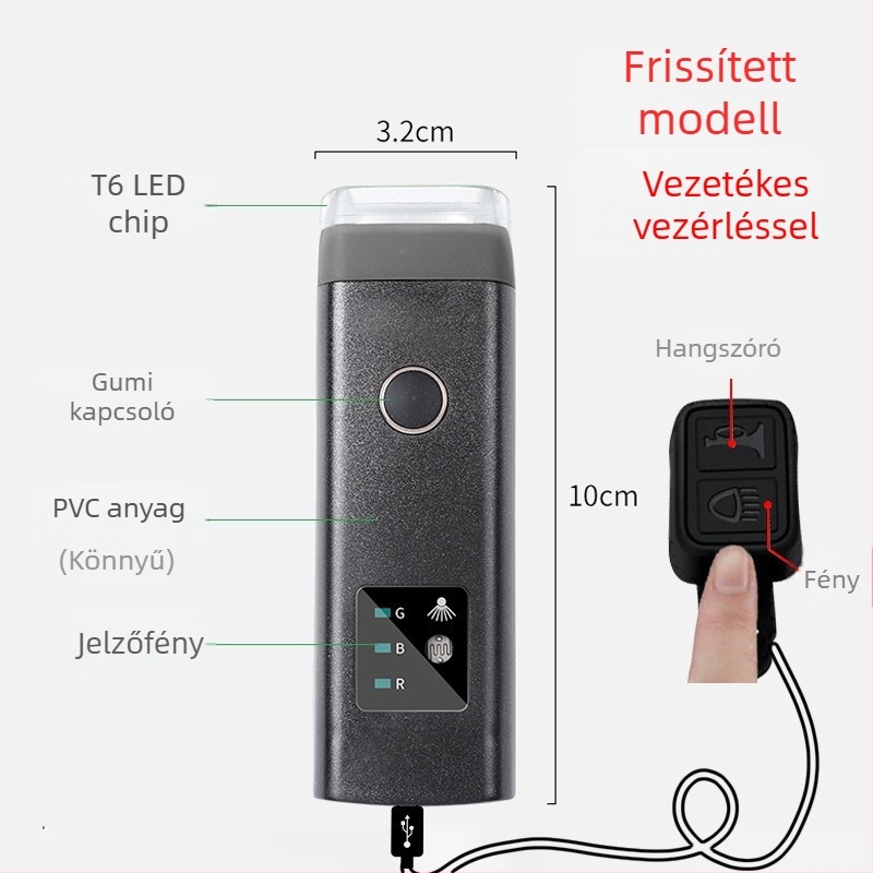 Elülső lámpa és kerékpár kürtje hegymászó kerékpárhoz USB töltéssel és intelligens szenzorral