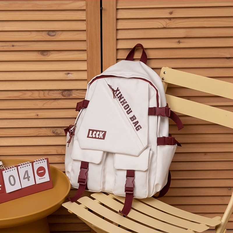 Harajuku stílusú hátizsák kampuszra, patchwork dizájn, sokoldalú, nagy kapacitású, középiskolások és egyetemista korosztálynak