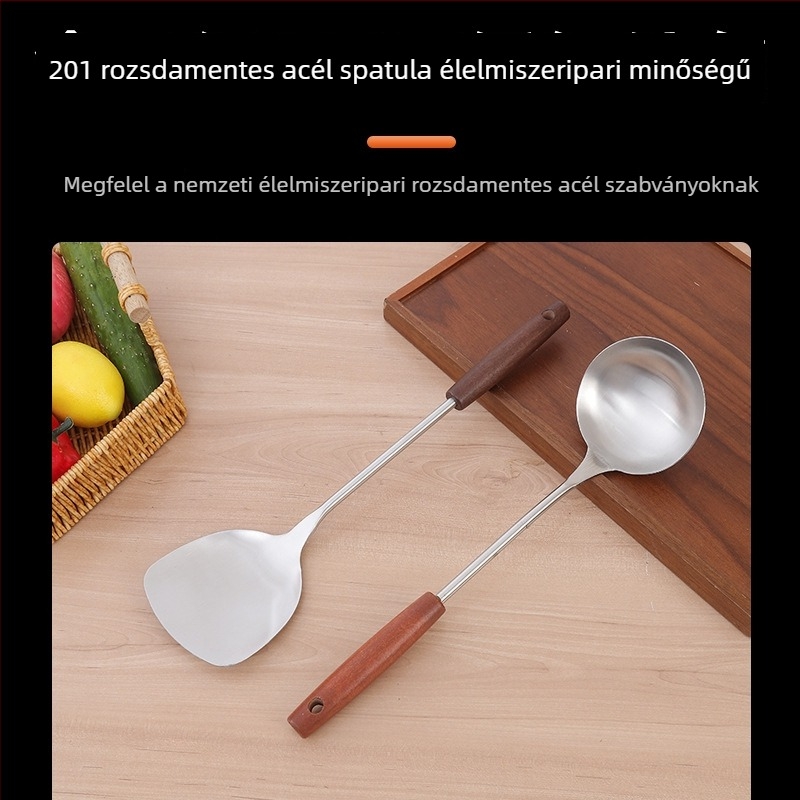 Konyhai spatula és főzőkanál készlet rozsdamentes acélból, két darab, hőálló