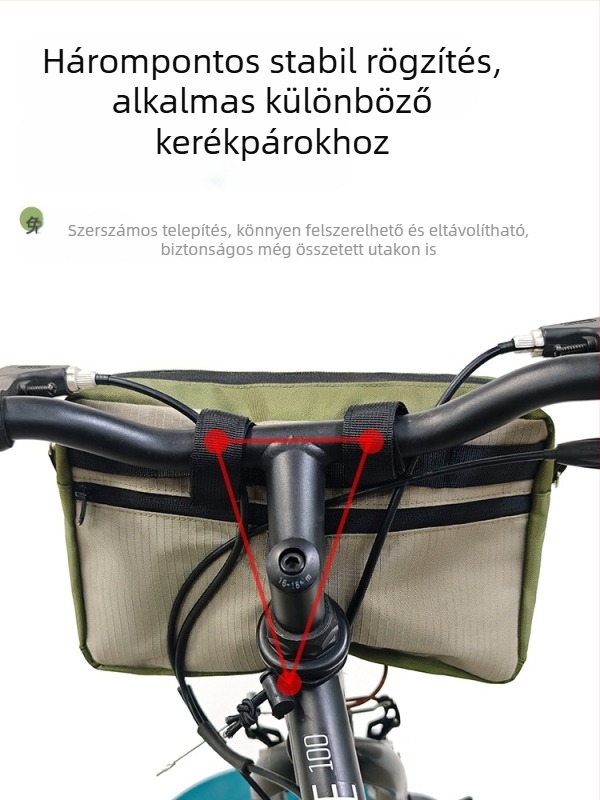 Nagy kapacitású kerékpár előtáska, viselhető kereszt-test vagy vállon, sportos táska