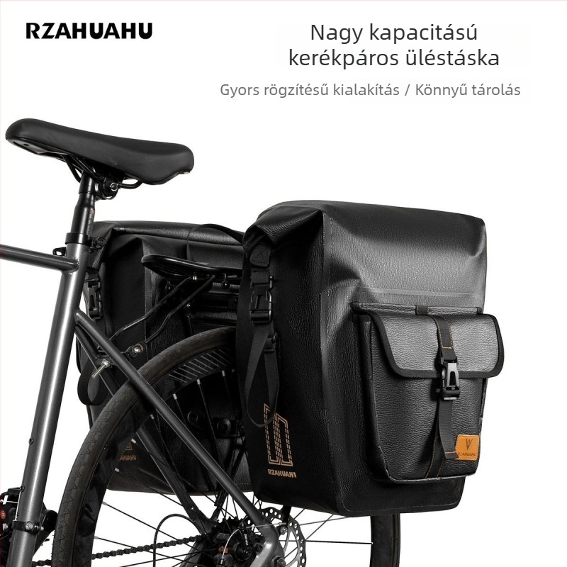 Hegyikerékpár hátsó csomagtartó táska, vászonból, vízálló, nagy kapacitású