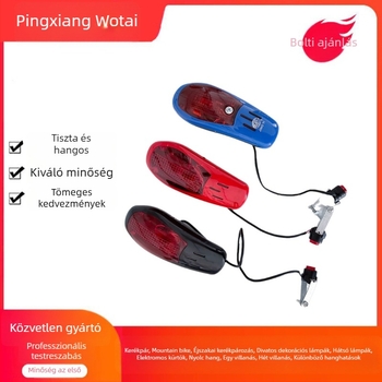 Hegyi kerékpár hátsó lámpa díszítő fényekkel, nyolc hangú elektromos kürttel és több villogási móddal