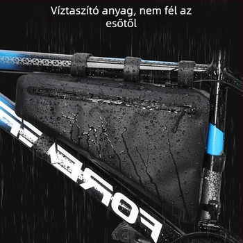 Kerékpárhoz háromszög alakú szerszámtáska, vízálló, nagy kapacitású, első vázra szerelhető