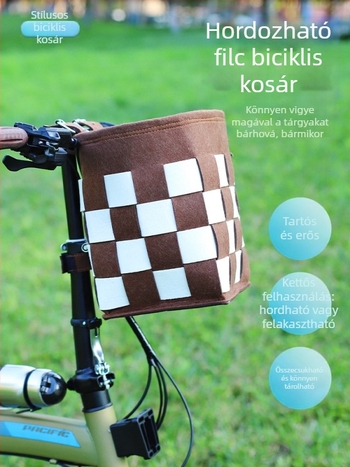 Összecsukható kerékpárkosár, előre szerelhető hegyi kerékpárokhoz, gyorskioldó mechanizmussal, hordozható tároló