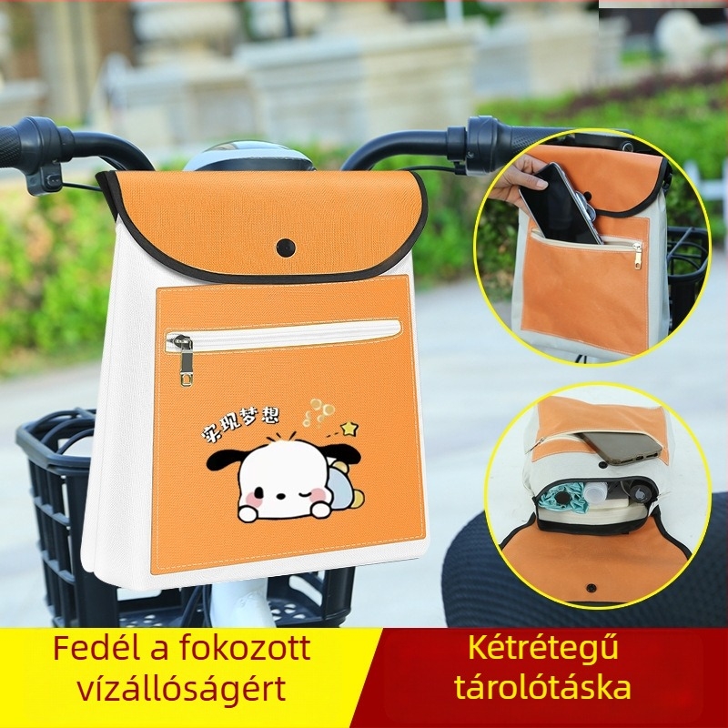 Elülső felakasztott táska elektromos kerékpárhoz, nagy tárolókapacitással – PU bőr