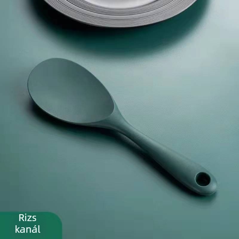Élelmiszer-minőségű szilikon konyhai eszközök készlet: spatula, kanál és szitás kanál; tapadásmentes, hőálló