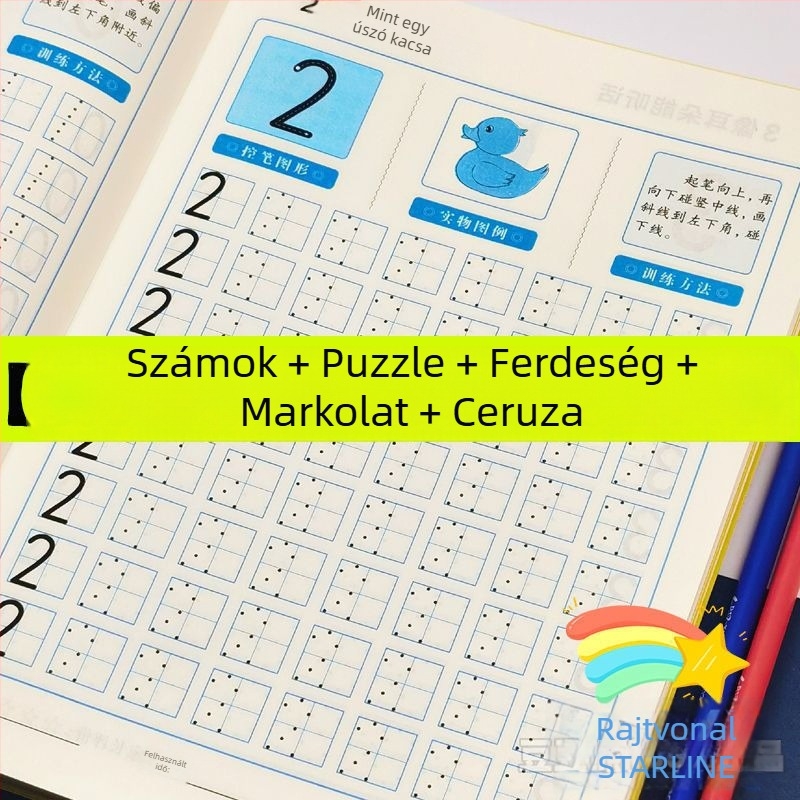 Pinyin és a számok követése gyerekeknek: íráskészség-tréning pontmátrixos kontrollal és radikál gyakorlatok