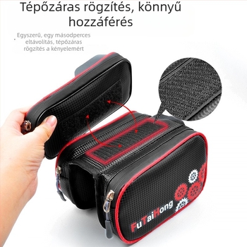 Vízálló érintőképernyős telefon-táska kerékpárokhoz; első váztáska terepkerékpárhoz