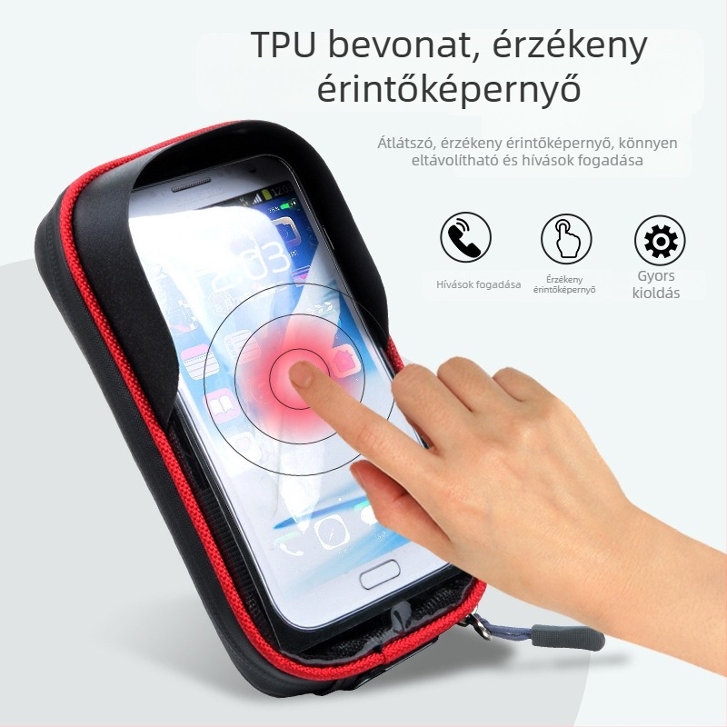 Vízálló érintőképernyős telefon-táska kerékpárokhoz; első váztáska terepkerékpárhoz