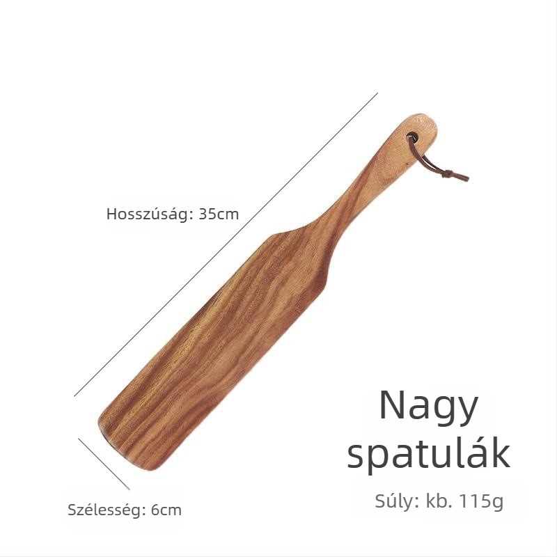 Teakfa spatula készlet: steak spatula, pizza spatula, konyhai spatula és krém- és saláta keverő spatula