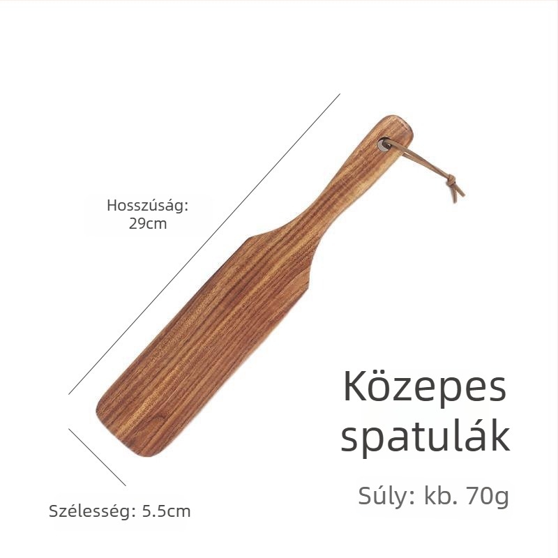 Teakfa spatula készlet: steak spatula, pizza spatula, konyhai spatula és krém- és saláta keverő spatula