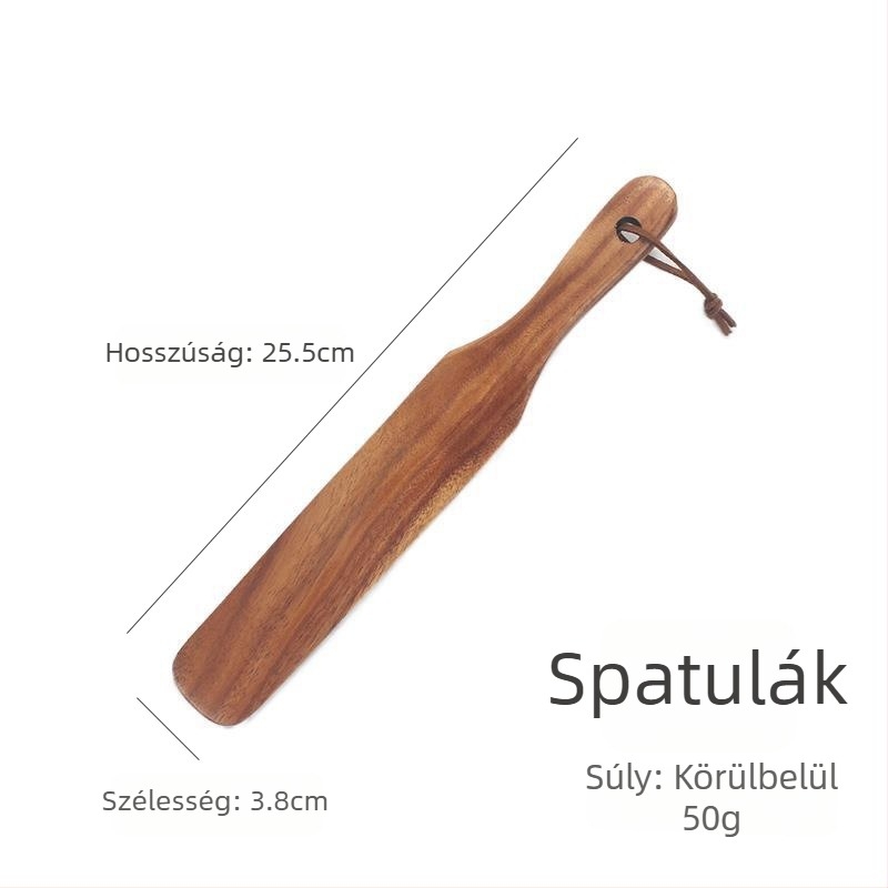 Teakfa spatula készlet: steak spatula, pizza spatula, konyhai spatula és krém- és saláta keverő spatula