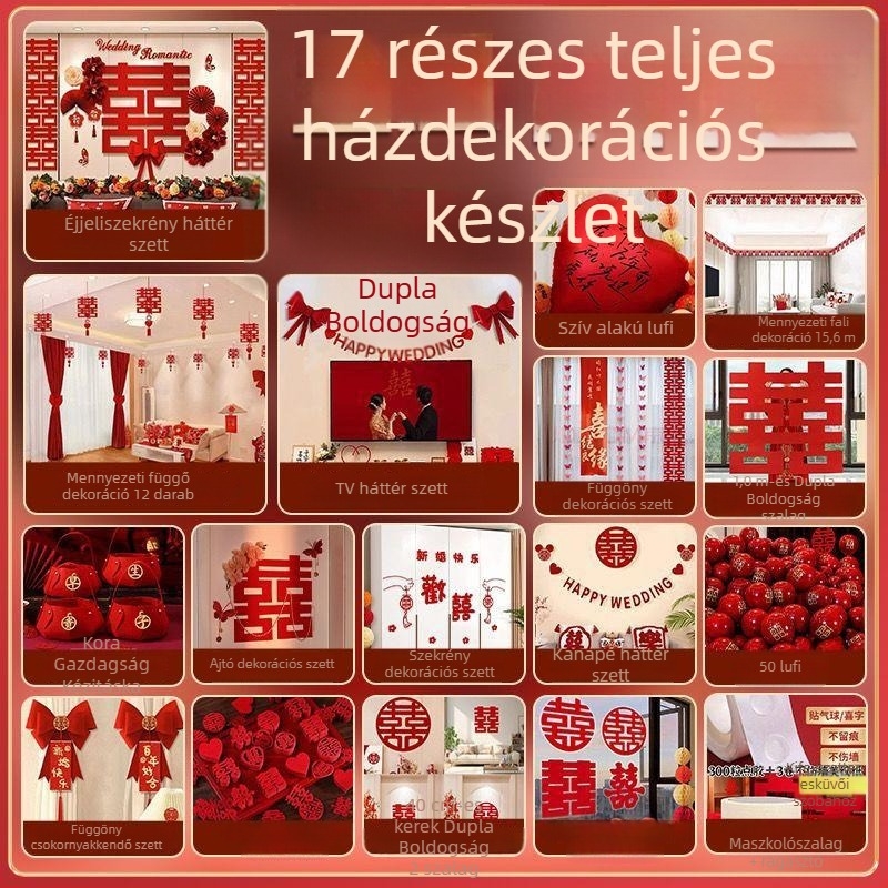 Esküvői hálószobai dekorációs készlet, girlandákkal, 2026 új stílus