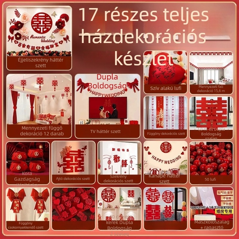 Esküvői hálószobai dekorációs készlet, girlandákkal, 2026 új stílus