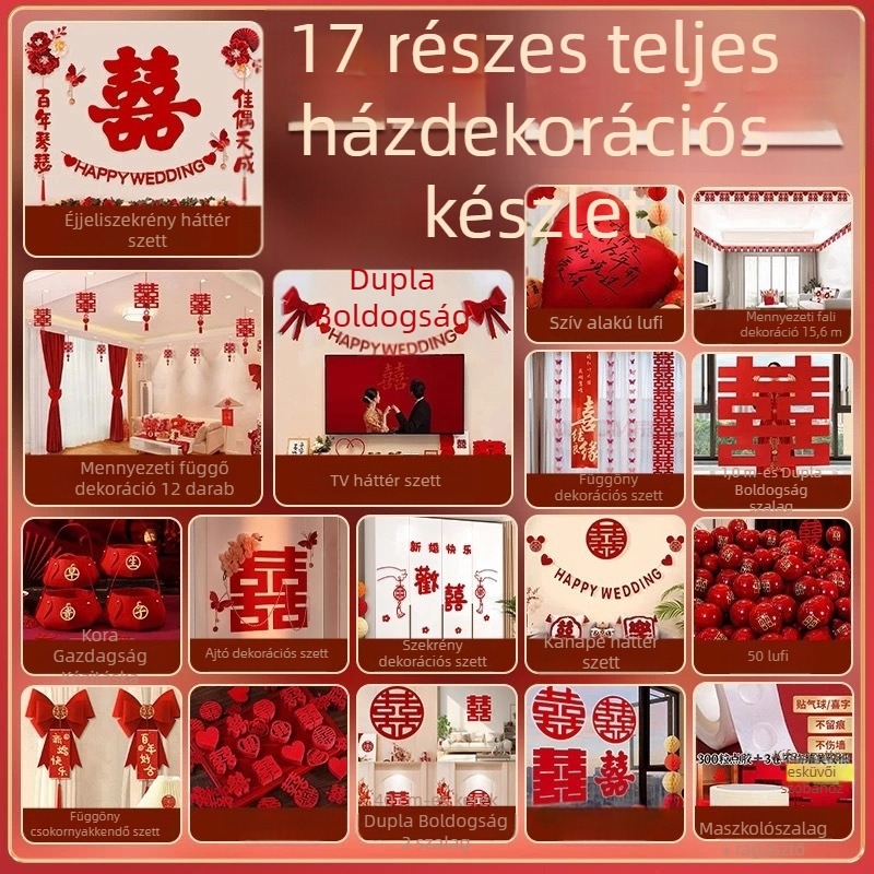 Esküvői hálószobai dekorációs készlet, girlandákkal, 2026 új stílus