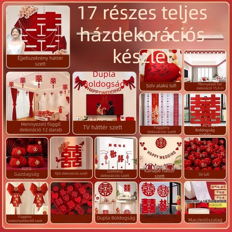Esküvői hálószobai dekorációs készlet, girlandákkal, 2026 új stílus