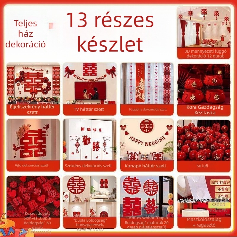 Esküvői hálószobai dekorációs készlet, girlandákkal, 2026 új stílus