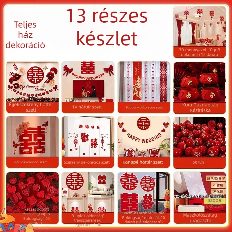 Esküvői hálószobai dekorációs készlet, girlandákkal, 2026 új stílus