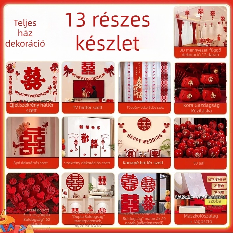 Esküvői hálószobai dekorációs készlet, girlandákkal, 2026 új stílus