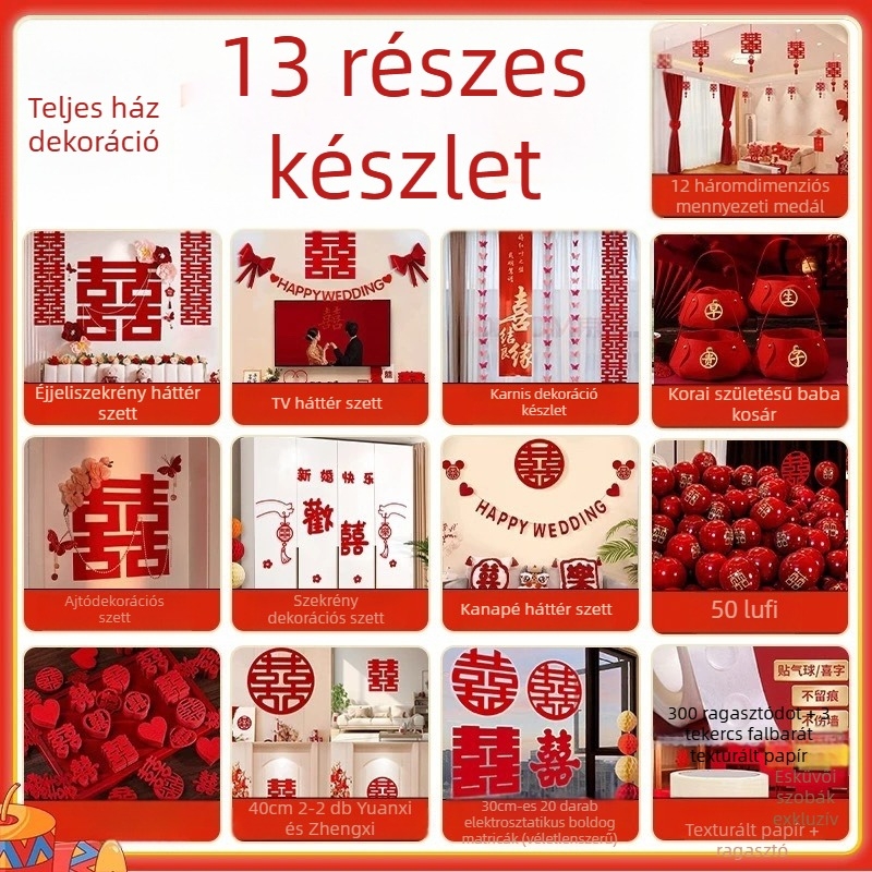 Esküvői hálószobai dekorációs készlet, girlandákkal, 2026 új stílus