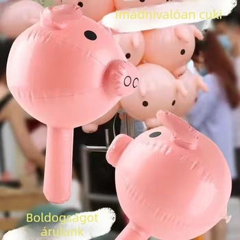 Felfújható disznó alakú lufi pálcával utcai standokhoz