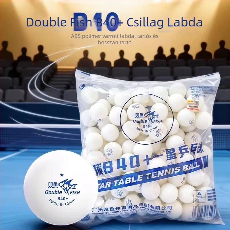 Double Fish asztalitenisz-labdák, 100 darabos készlet, edzésre és versenyre, magas rugalmasság, logó nélküli csomagolás