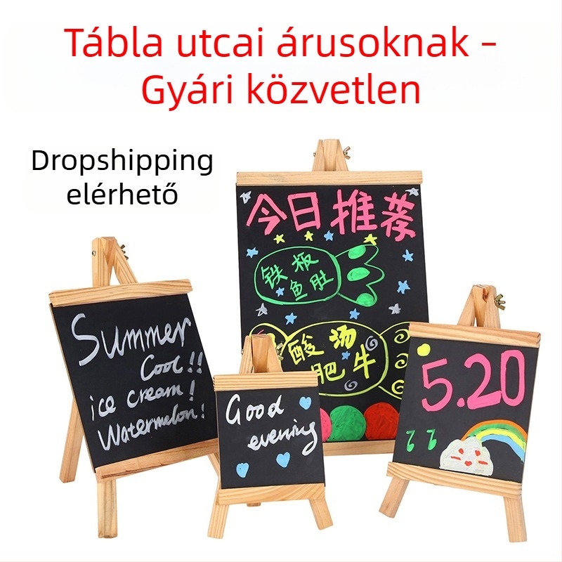 Fából készült fekete táblák standokhoz, kreatív dekoráció tej-tea üzletekhez, éttermekhez és bárokhoz, vintage írható táblák