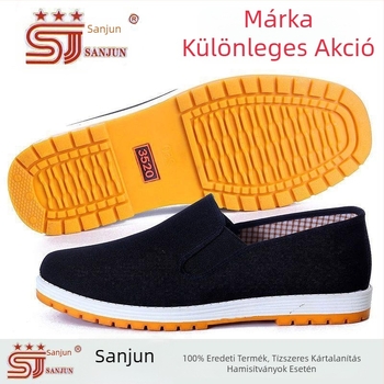 Uniszex fekete vászoncipő gumírozott talppal, katonai stílus, alacsony szárú