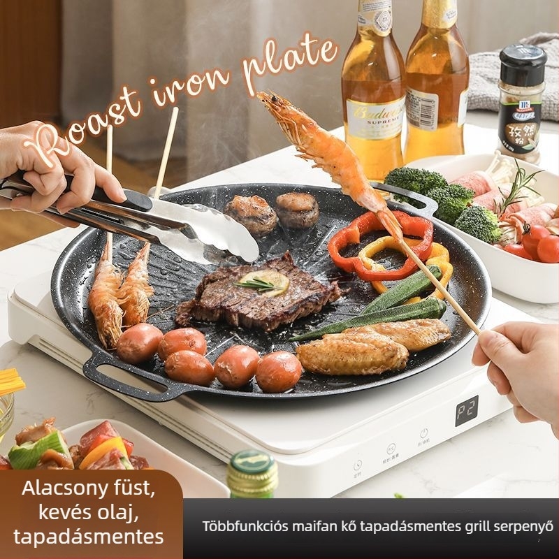 Kültéri teppanyaki grill tál háztartási használatra, Maifan kővel, kompatibilis kazetta tűzhellyel és indukciós főzővel TY6
