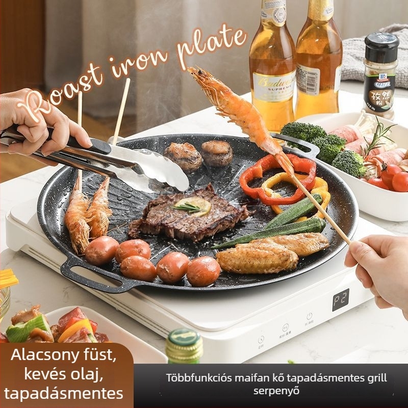 Kültéri teppanyaki grill tál háztartási használatra, Maifan kővel, kompatibilis kazetta tűzhellyel és indukciós főzővel TY6
