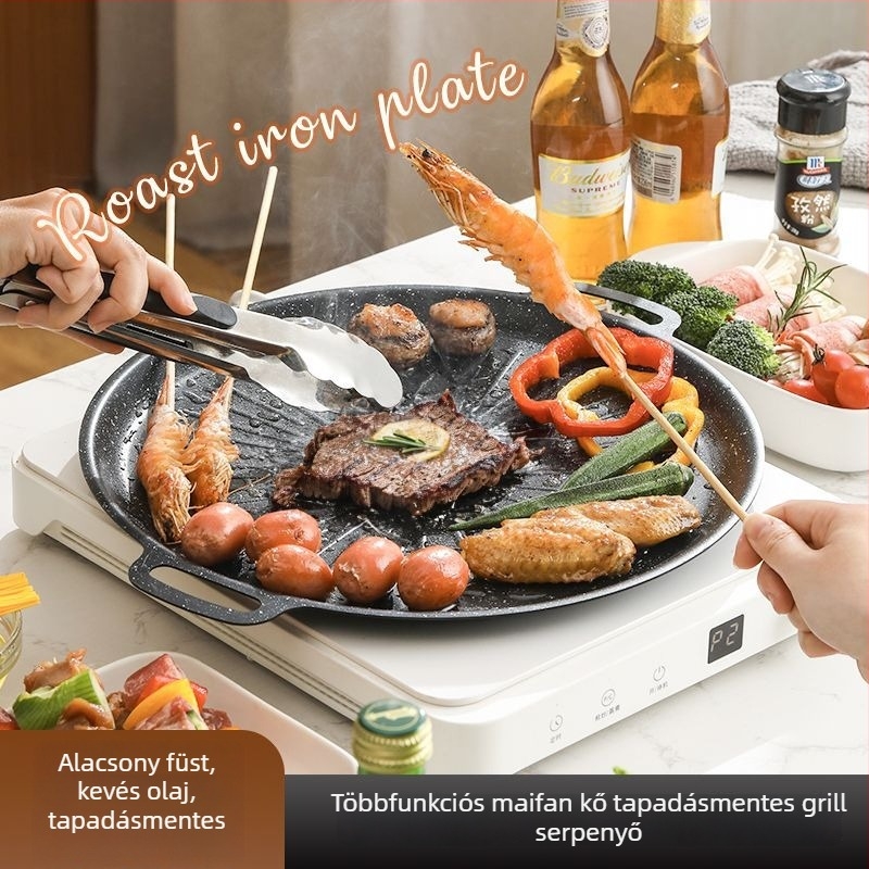 Kültéri teppanyaki grill tál háztartási használatra, Maifan kővel, kompatibilis kazetta tűzhellyel és indukciós főzővel TY6