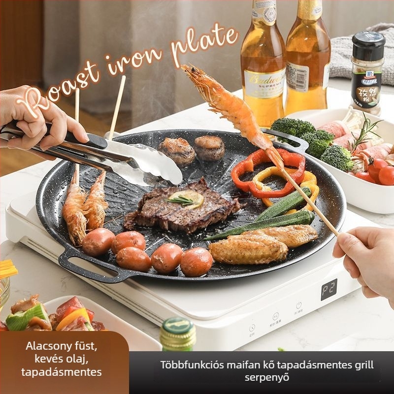 Kültéri teppanyaki grill tál háztartási használatra, Maifan kővel, kompatibilis kazetta tűzhellyel és indukciós főzővel TY6