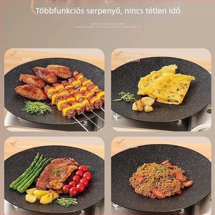 Koreai Teppanyaki grillserpenyő Maifan kővel indukciós főzőlaphoz, KP55