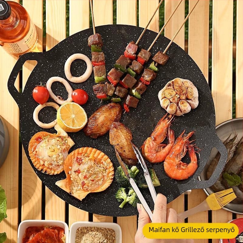 Koreai Teppanyaki grillserpenyő Maifan kővel indukciós főzőlaphoz, KP55