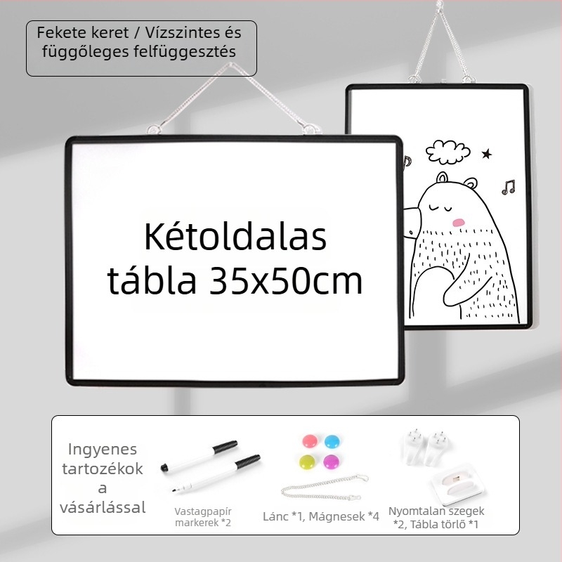 Kétoldalas, függő mágneses fehér tábla irodába és otthonra, gyerekek oktatásához, írásra és rajzolásra, alumínium ötvözetből
