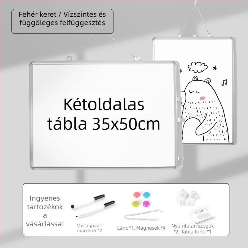 Kétoldalas, függő mágneses fehér tábla irodába és otthonra, gyerekek oktatásához, írásra és rajzolásra, alumínium ötvözetből