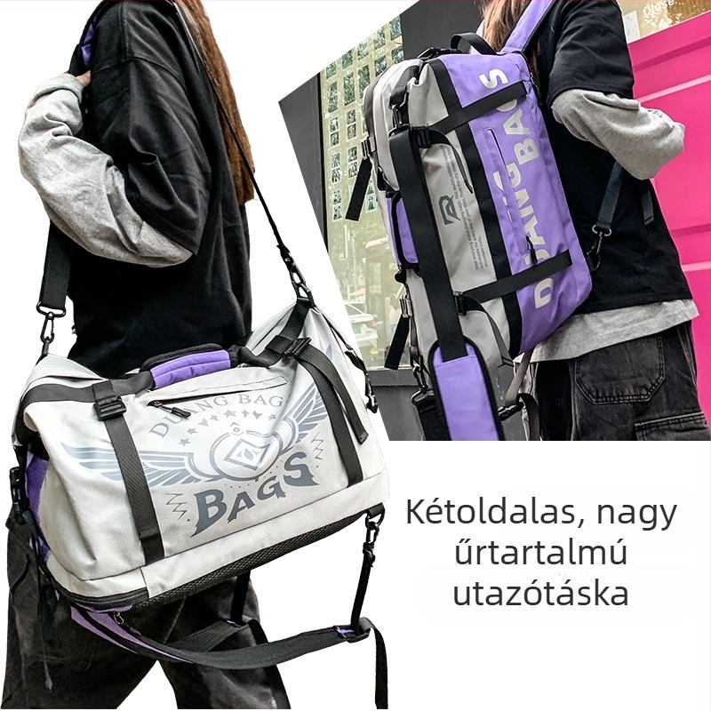 Nagy kapacitású utazótáska visszafordítható dizájnnal, uniszex, sport és utazás számára