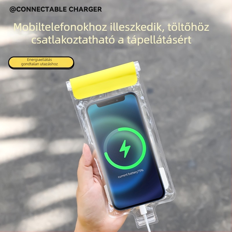 Vízálló telefon-táska futároknak, univerzális, klipszes tartóval, érintőképernyős hozzáféréssel és töltőnyílással