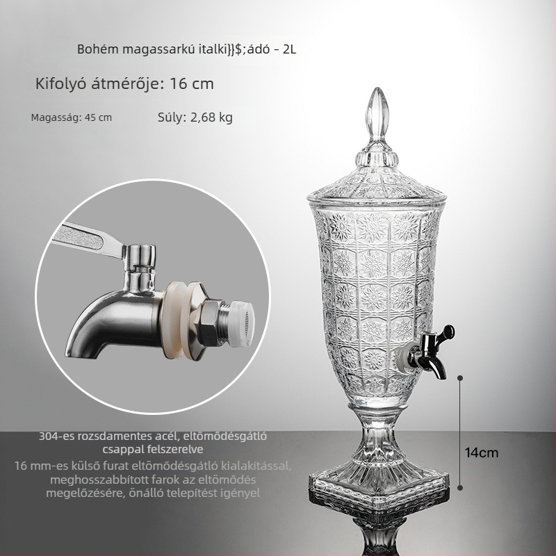 Üvegből készült hidegvíz-üveg csappal, élelmiszer-minőségű, otthoni használatra, nagy kapacitás, citromos tea, gyümölcslé és kóla italokhoz, hideg áztatáshoz