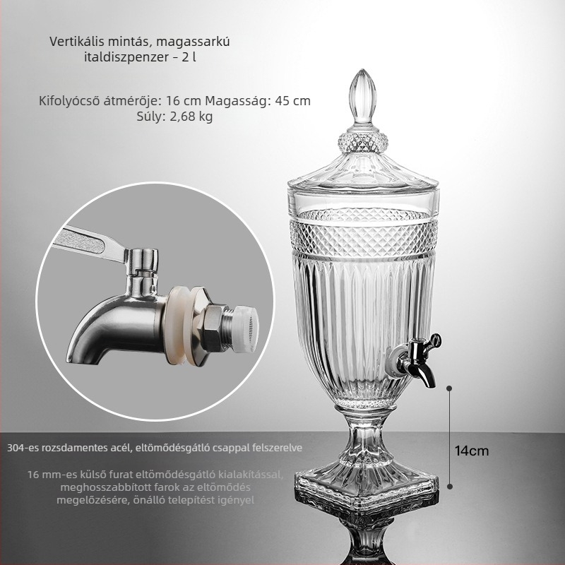 Üvegből készült hidegvíz-üveg csappal, élelmiszer-minőségű, otthoni használatra, nagy kapacitás, citromos tea, gyümölcslé és kóla italokhoz, hideg áztatáshoz