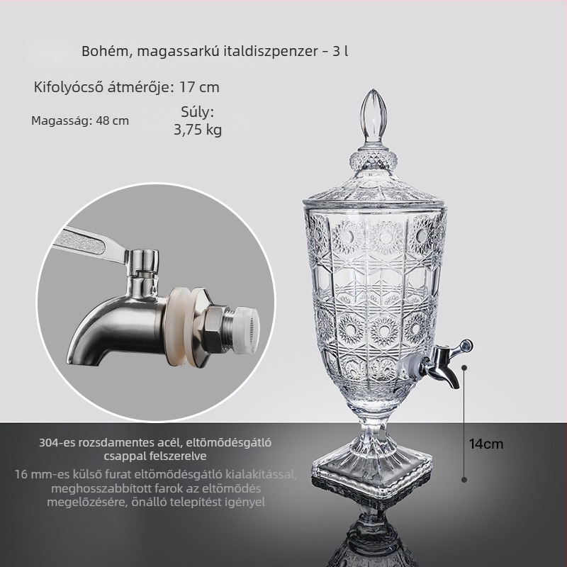 Üvegből készült hidegvíz-üveg csappal, élelmiszer-minőségű, otthoni használatra, nagy kapacitás, citromos tea, gyümölcslé és kóla italokhoz, hideg áztatáshoz