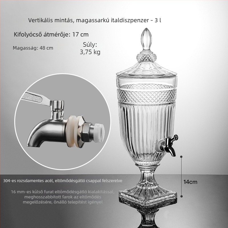 Üvegből készült hidegvíz-üveg csappal, élelmiszer-minőségű, otthoni használatra, nagy kapacitás, citromos tea, gyümölcslé és kóla italokhoz, hideg áztatáshoz