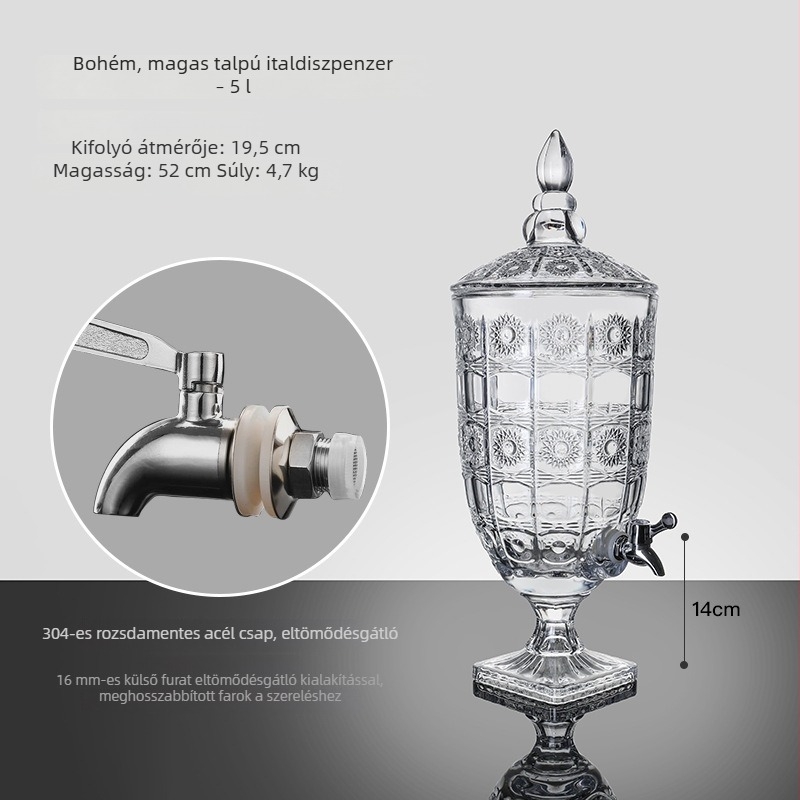 Üvegből készült hidegvíz-üveg csappal, élelmiszer-minőségű, otthoni használatra, nagy kapacitás, citromos tea, gyümölcslé és kóla italokhoz, hideg áztatáshoz