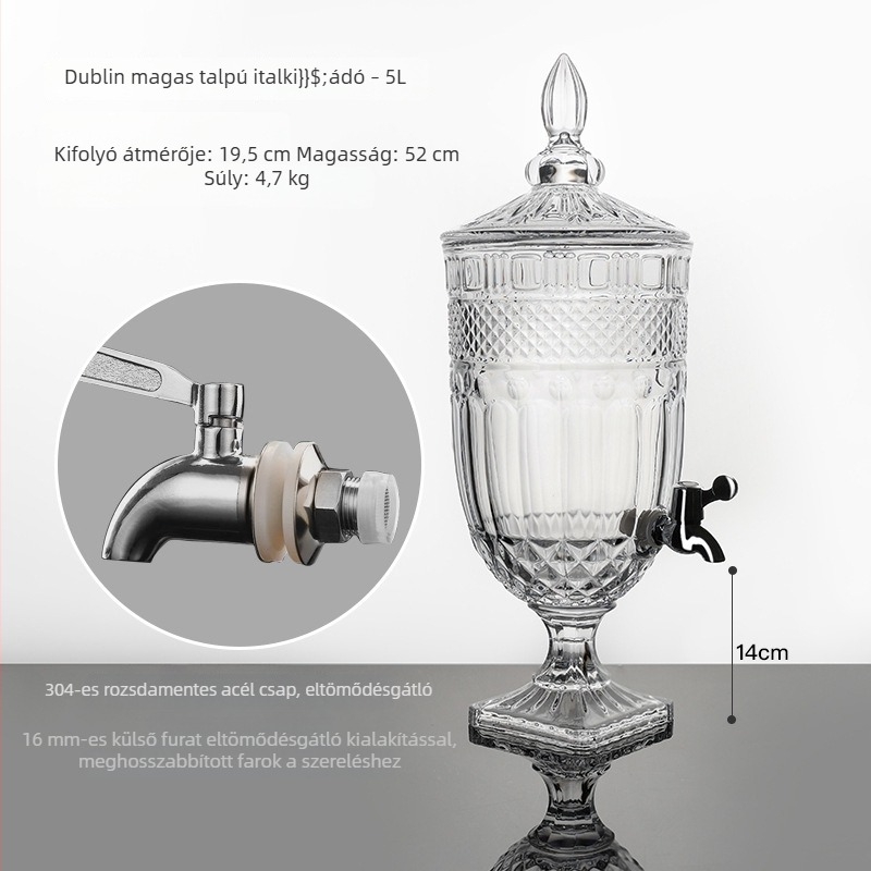 Üvegből készült hidegvíz-üveg csappal, élelmiszer-minőségű, otthoni használatra, nagy kapacitás, citromos tea, gyümölcslé és kóla italokhoz, hideg áztatáshoz