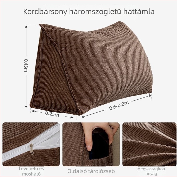 Puha háromszög alakú párna oldalt alváshoz, hátsó támasz kanapén és erkélyablakhoz, deréktámasz párna