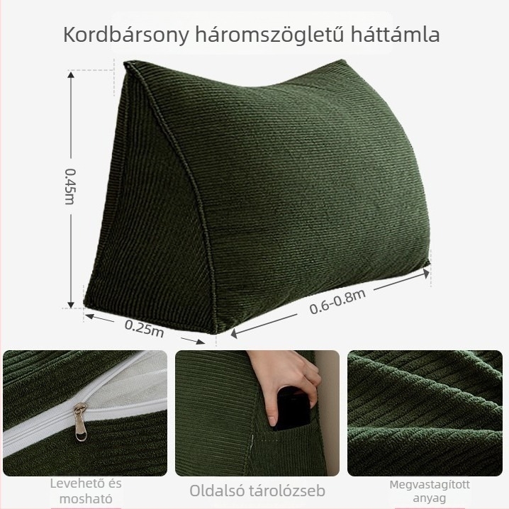 Puha háromszög alakú párna oldalt alváshoz, hátsó támasz kanapén és erkélyablakhoz, deréktámasz párna