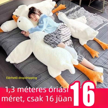 Nagy fehér liba plüss játékbaba
