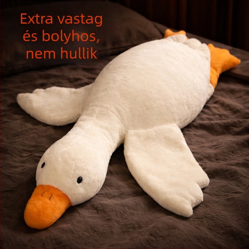 Nagy fehér liba plüss játékbaba
