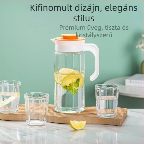Otthoni használatra szánt öt darabos üveg vízkészlet – nagy kapacitású hidegvíz kancsó és poharak