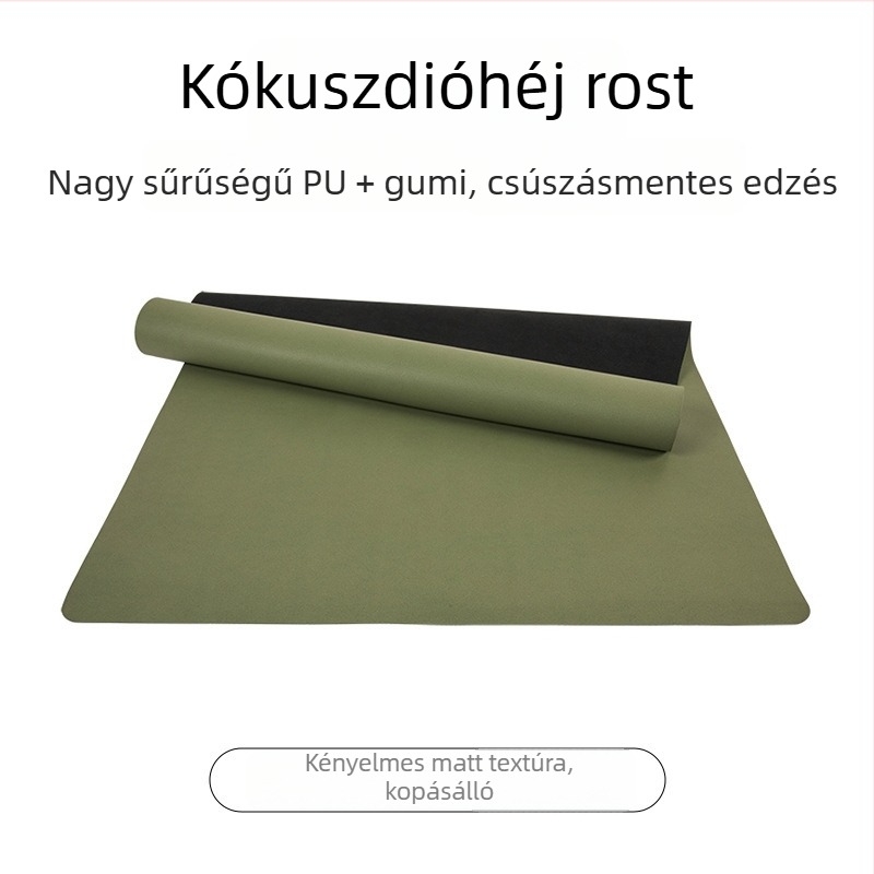 Csúszásmentes jógamatrac kókuszhéj rosttal és PU gumival, szélesebb és vastagabb, csendes ütéscsillapítás, 183x80 cm, 5 mm, otthoni edzéshez és tánchoz.